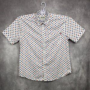 RSVLTS Betsy Ross Shirt Mens XL White Patriotic Stars Button Up Short Sleeve